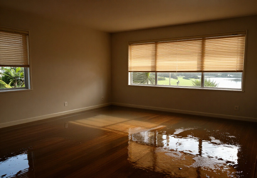 Waterlogged garage in Woodcroft before removal